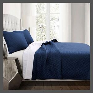 Open Box - Lush Decor -  3-Piece Diamond Quilt Set OEKO-TEX STAN Navy